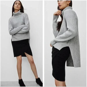 ARITZIA WILFRED FREE Lin Grey Turtleneck Long  Sleeve Sweater 100% Wool Size XS